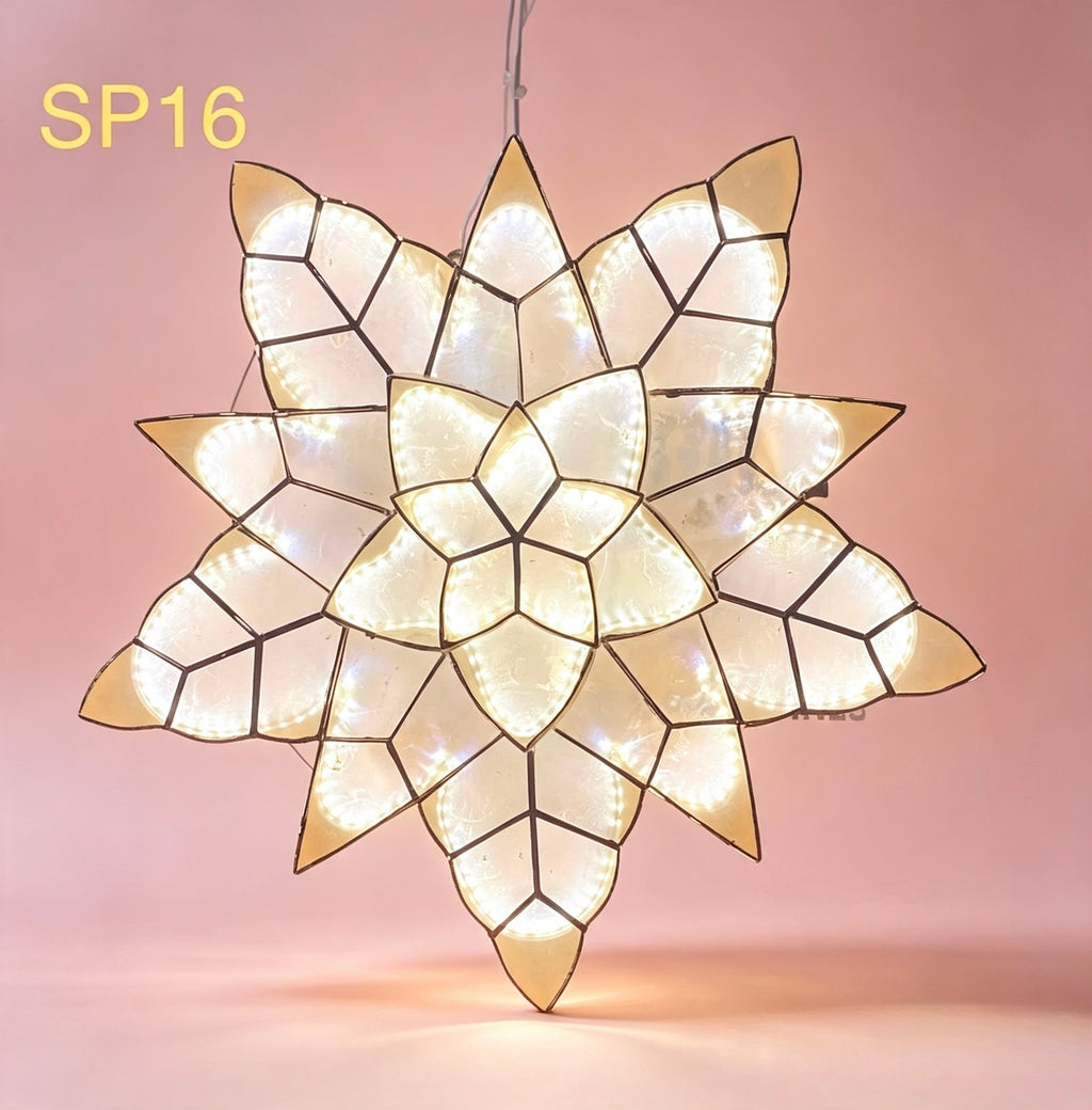 20" Capiz Christmas Parol (Tala, Poinsettia Design, Special Lantern Design)