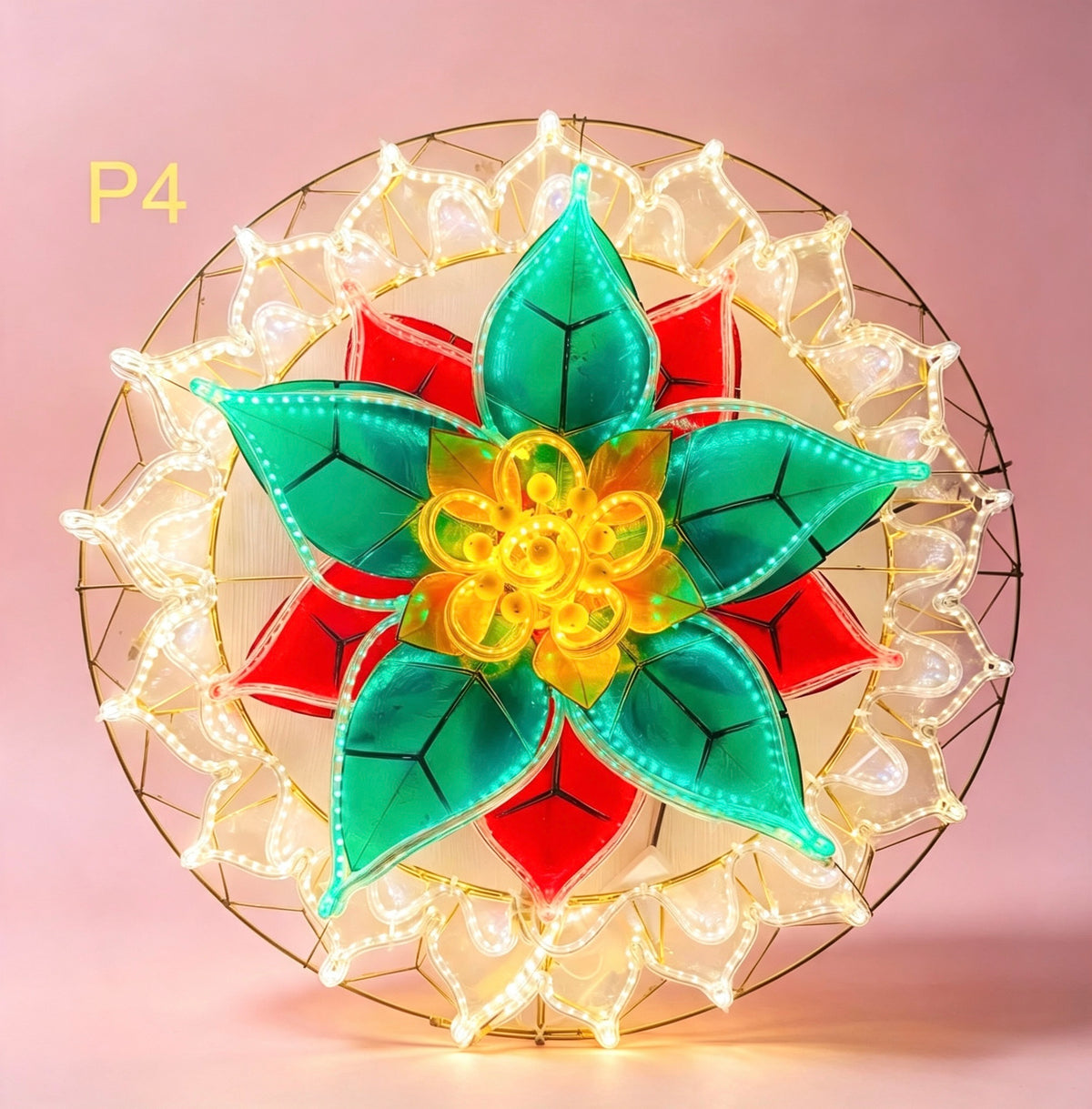 20" Capiz Christmas Parol (Tala, Poinsettia Design, Special Lantern Design)