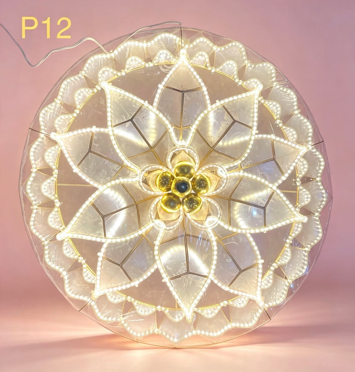 20" Capiz Christmas Parol (Tala, Poinsettia Design, Special Lantern Design)