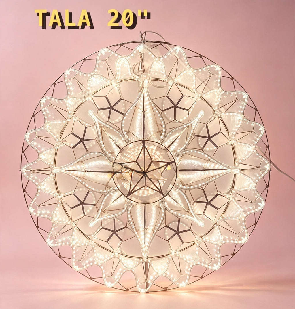 20" Capiz Christmas Parol (Tala, Poinsettia Design, Special Lantern Design)