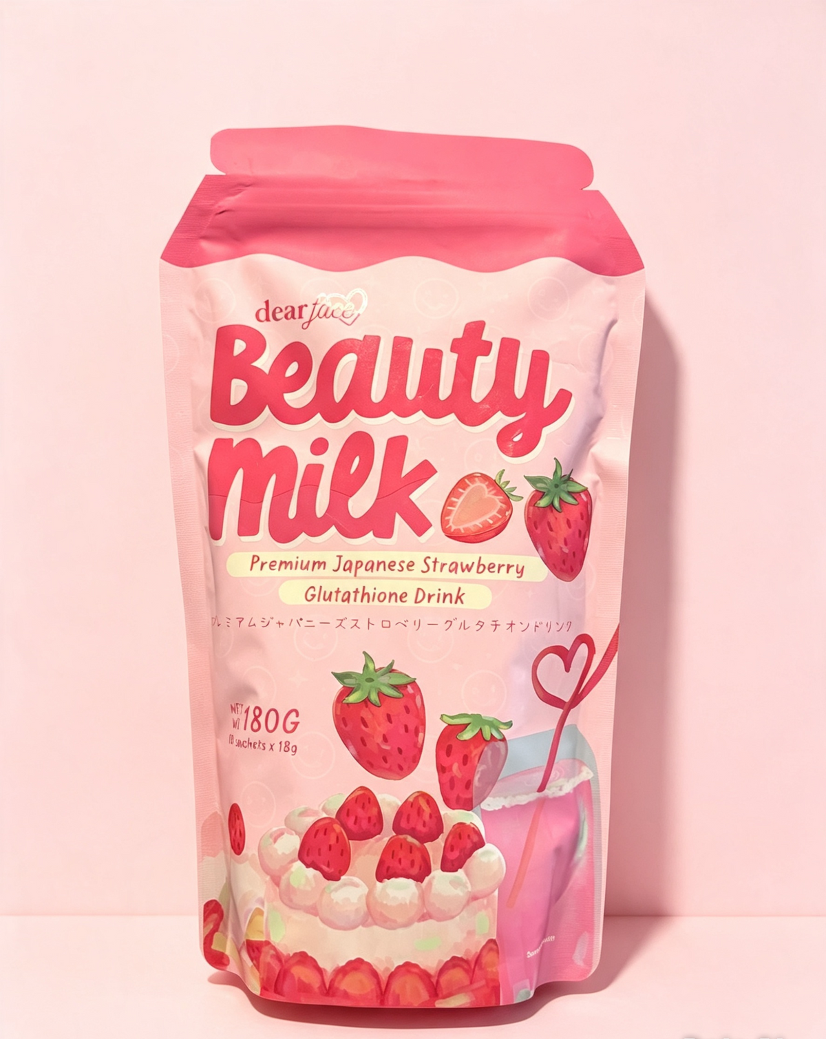 Dear Face Beauty Milk Strawberry Glutathione Drink