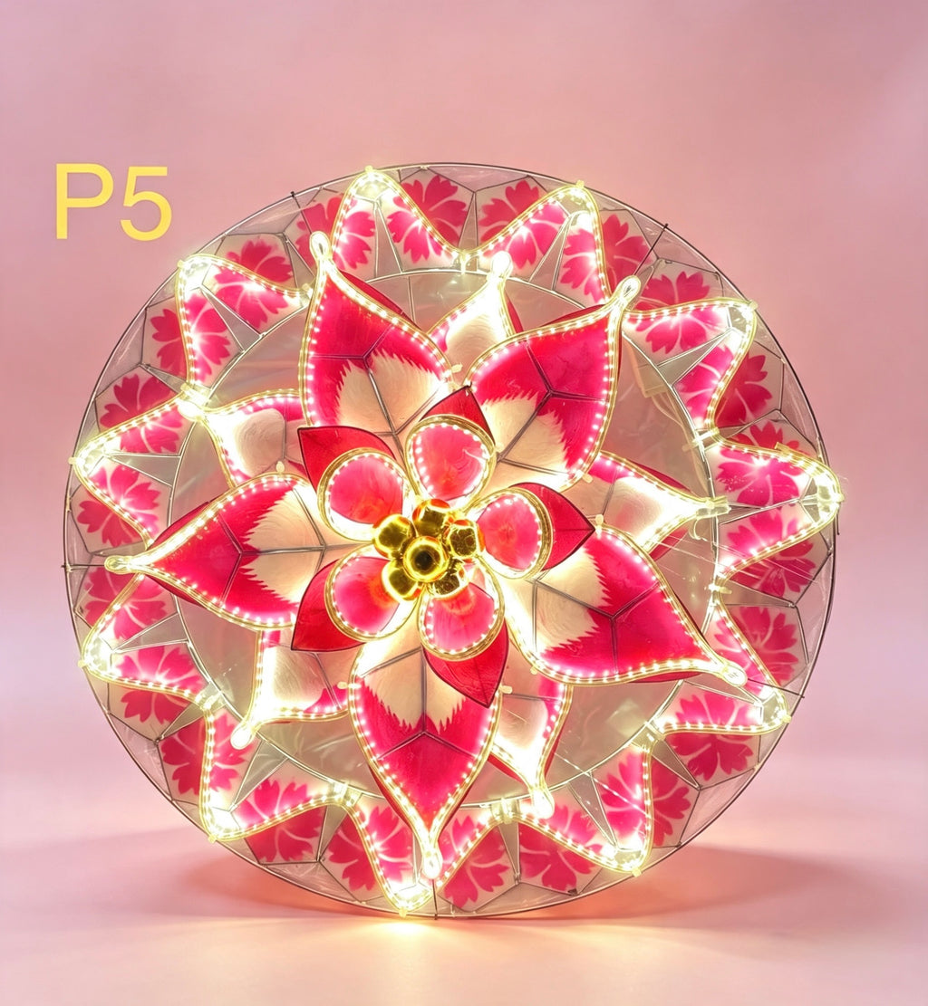 20" Capiz Christmas Parol (Tala, Poinsettia Design, Special Lantern Design)