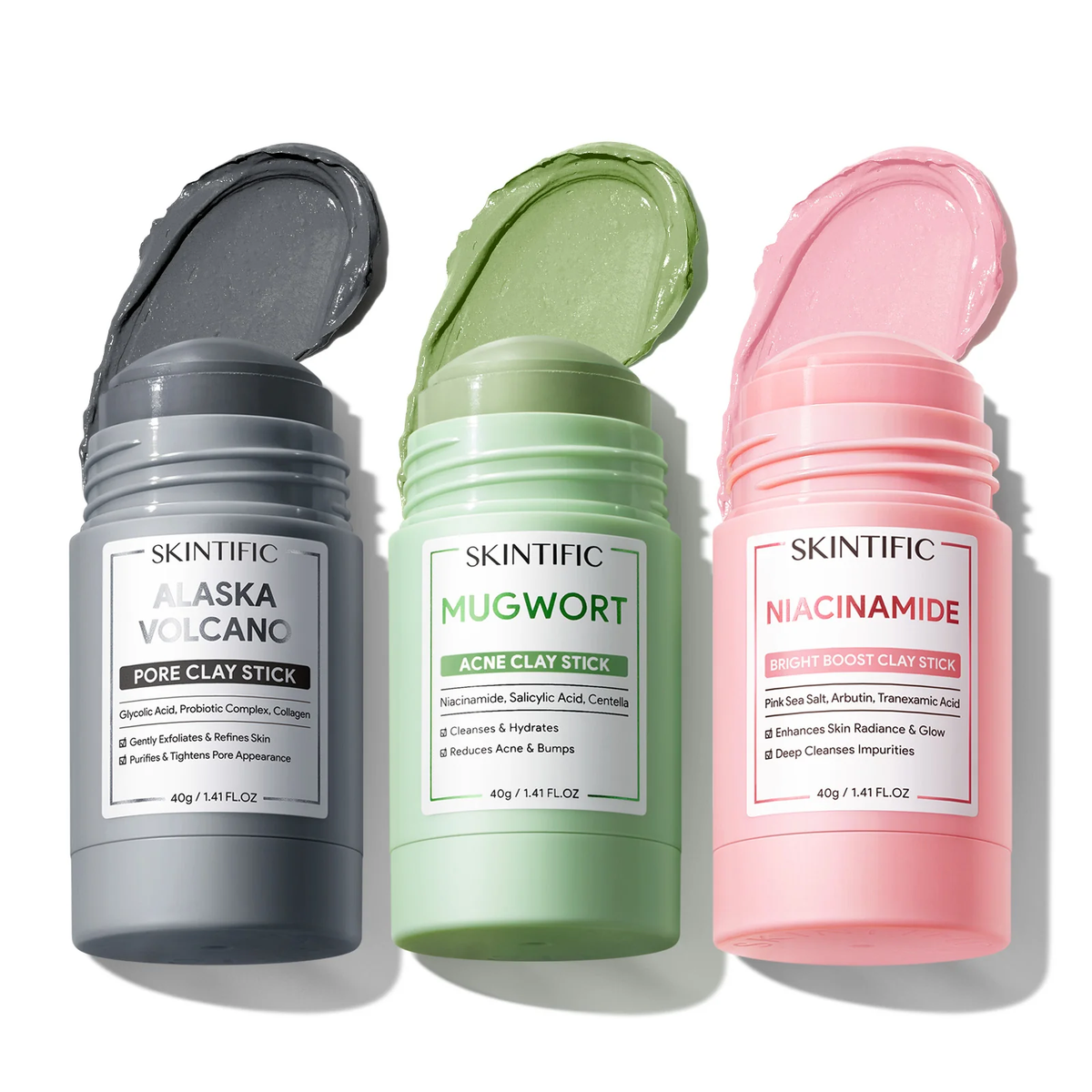 Skintific Clay Stick Bundle (Bright Boost + Mugwort Acne)