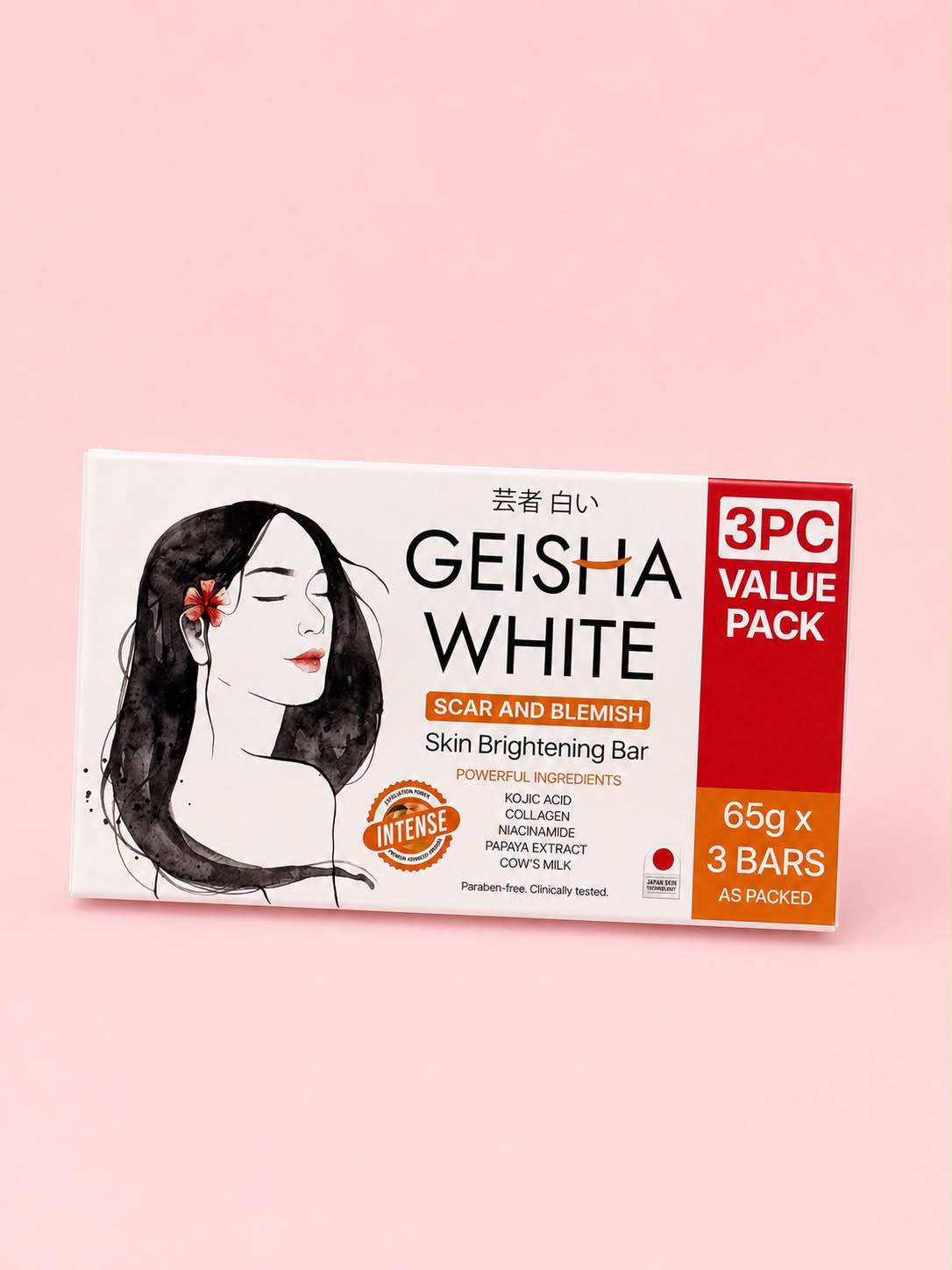 Geisha White Intense Skin Brightening Bar (65g x 3 Bars)
