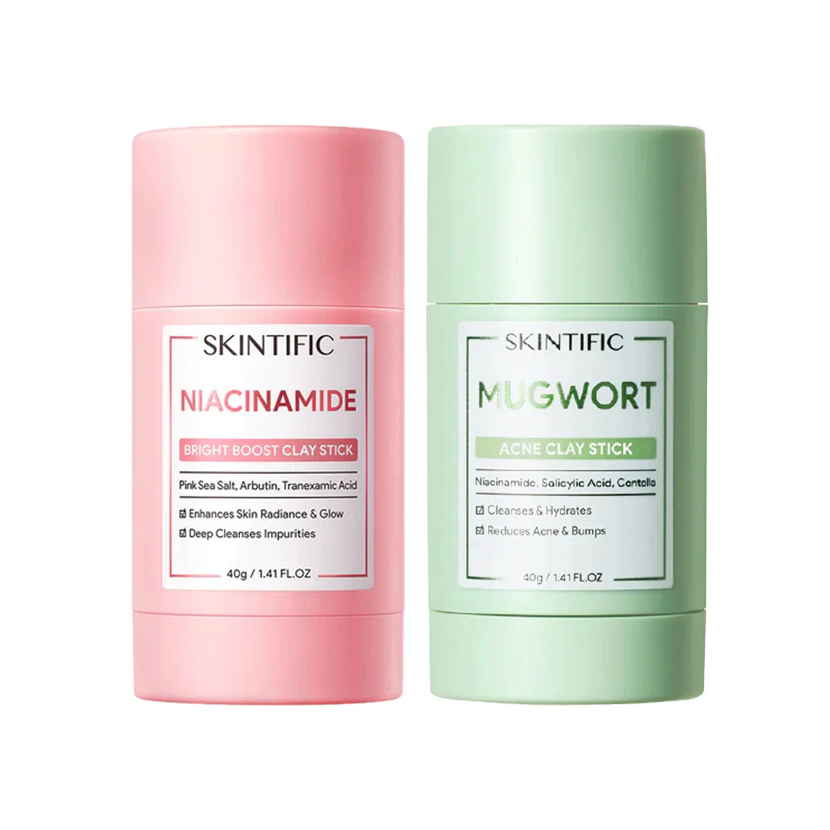 Skintific Clay Stick Bundle (Bright Boost + Mugwort Acne)